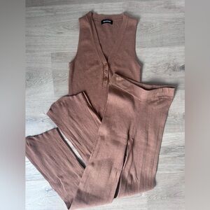 NAADAM Buttoned V-Neck Brown Jumpsuit